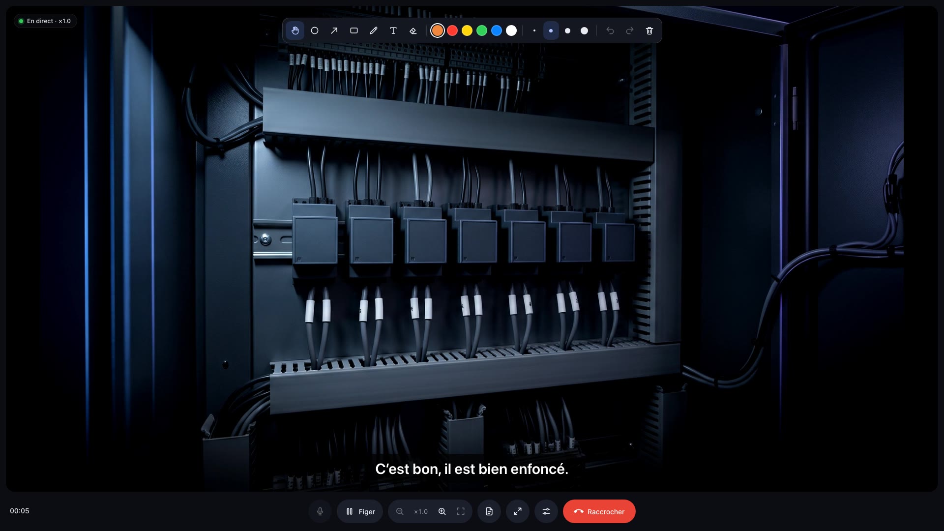 La console Vizr affichant un sous-titre traduit en direct